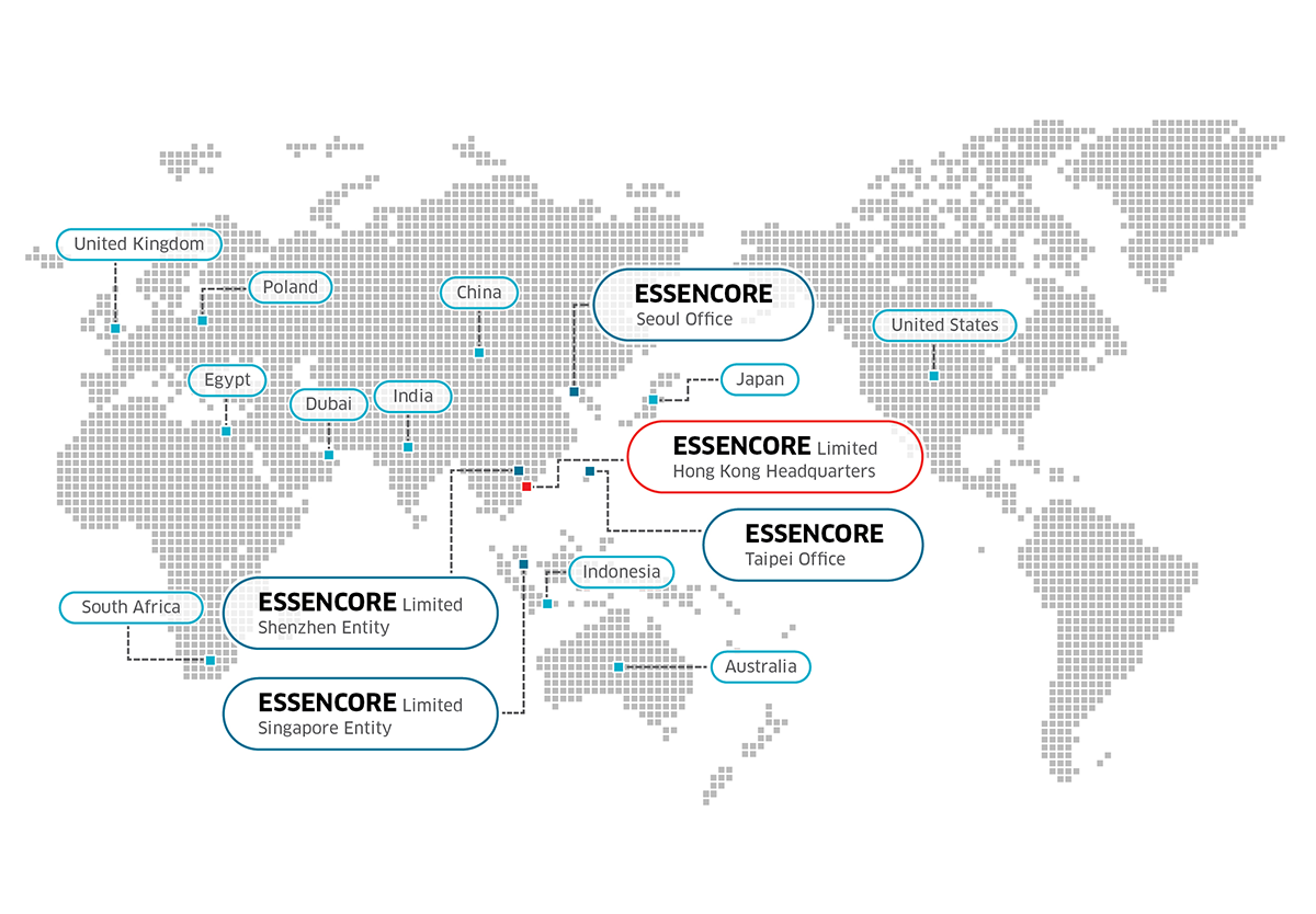 Seoul Office(Korea), Headquarters(HongKong), Shenzhen Entity(China), Taipei Office(Taiwan)