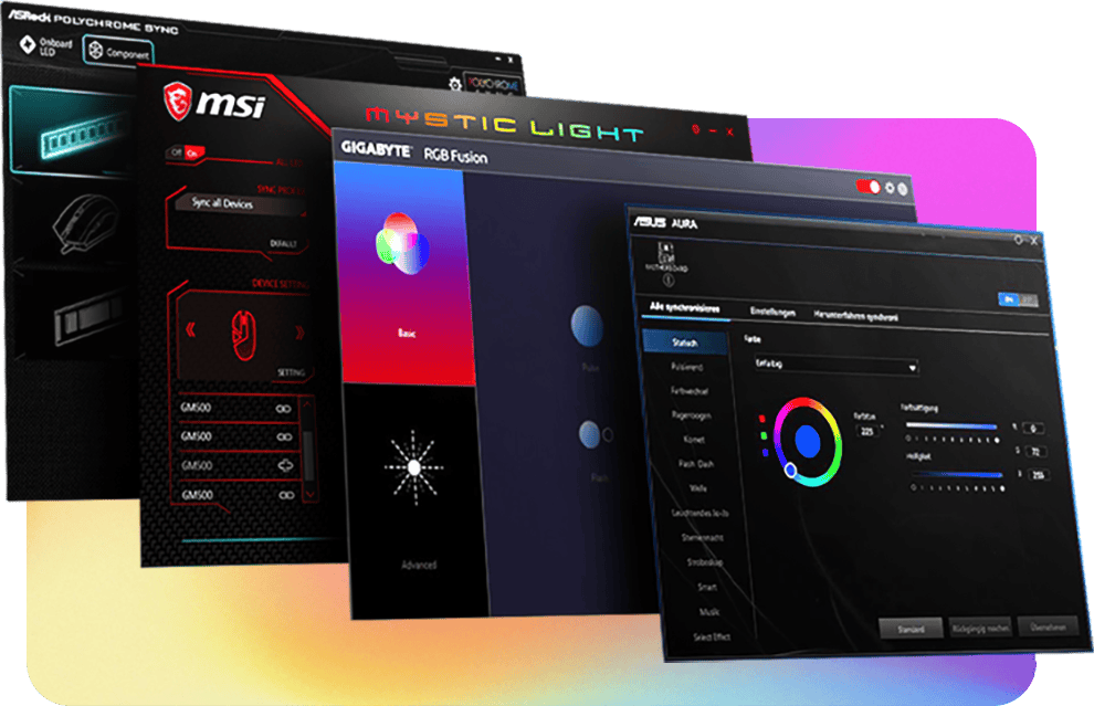 Core RGB software supports customizable LED flow.